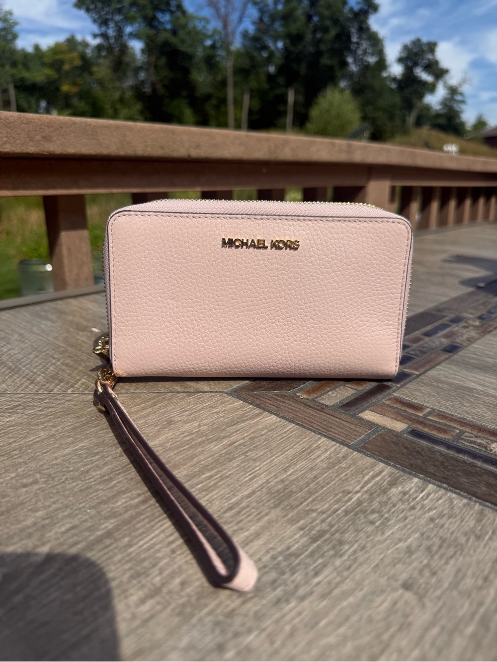 NWT Michael Kors Jet Set Travel Large Phone Wristlet Wallet Blush Pink Leather